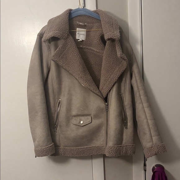 Anthropologie Avec Les Fillles Women’s Moto Sherpa Jacket Size Medium - Picture 5 of 11